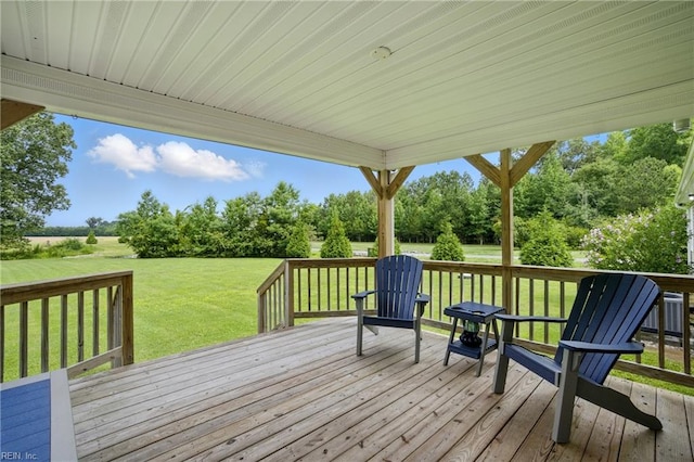 734 Gallbush Rd, Chesapeake, VA 23322 - deck featuring a lawn and view of wooded area