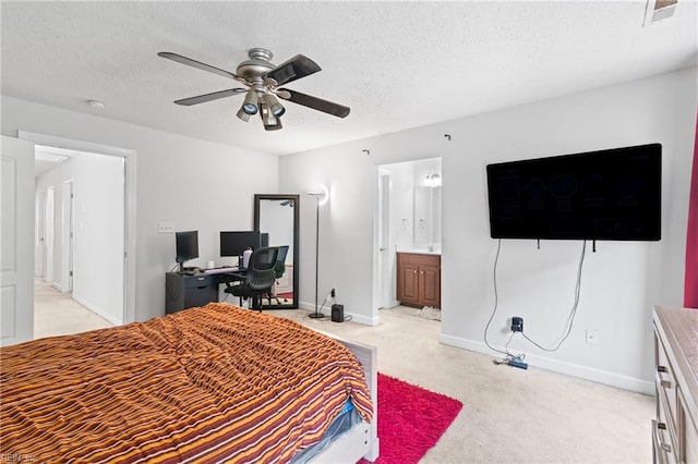 1508 Big Bethel Rd, Hampton, VA 23666 - bedroom with light colored carpet, a textured ceiling, ensuite bathroom, and a ceiling fan