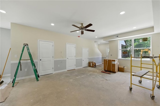 732 Birch Ave, Hampton, VA 23661 - bonus room with recessed lighting, a ceiling fan, and concrete floors