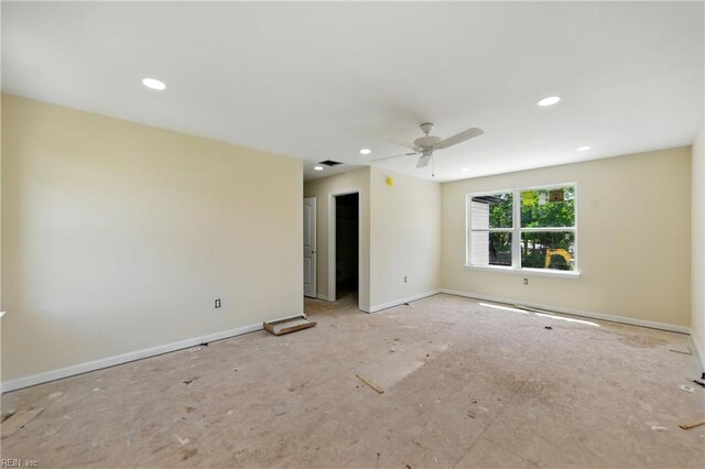 732 Birch Ave, Hampton, VA 23661 - empty room featuring ceiling fan and recessed lighting