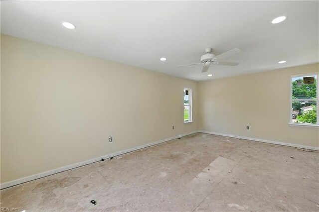 732 Birch Ave, Hampton, VA 23661 - spare room with recessed lighting and a ceiling fan