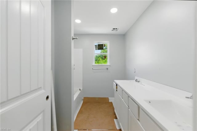732 Birch Ave, Hampton, VA 23661 - full bath with double vanity, recessed lighting, and shower / bath combination