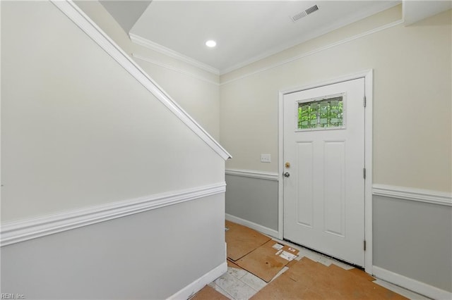 732 Birch Ave, Hampton, VA 23661 - entrance foyer featuring ornamental molding, light tile patterned floors, and recessed lighting