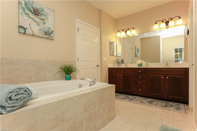 911 Vineyard Pl Unit # C, Suffolk, VA 23435 - bathroom with double vanity, a bath, and tile patterned floors