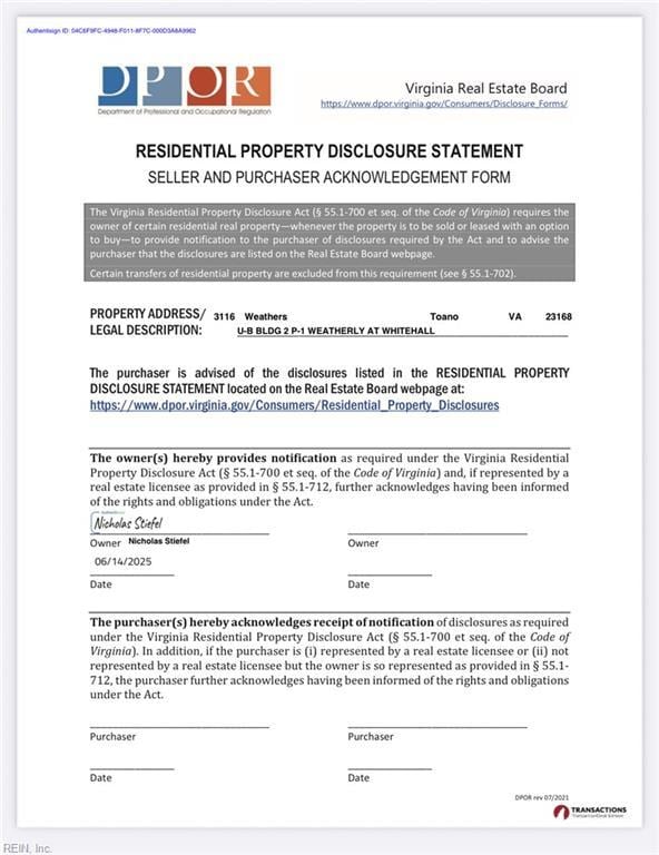 3116 Weathers Blvd, Toano, VA 23168 - view of a document