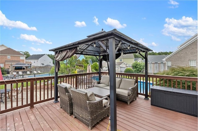2224 Cabot Ct, Virginia Beach, VA 23456 - deck with an outdoor hangout area, a gazebo, and a residential view