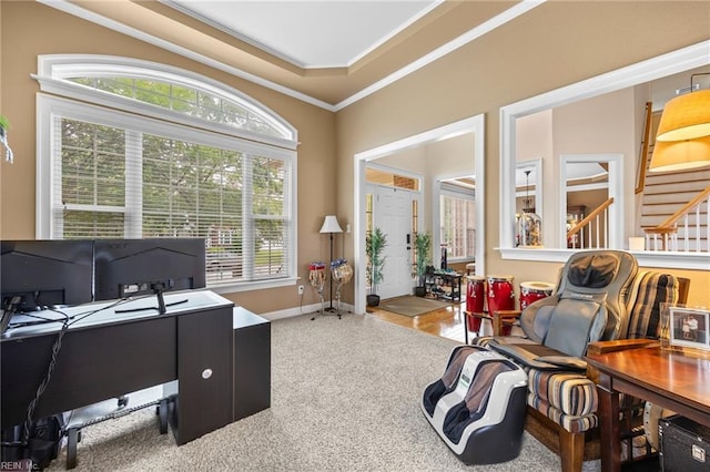 2224 Cabot Ct, Virginia Beach, VA 23456 - home office with ornamental molding and carpet flooring