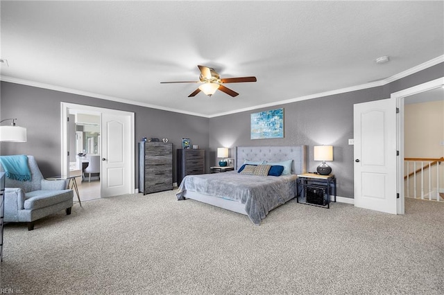 2224 Cabot Ct, Virginia Beach, VA 23456 - carpeted bedroom with crown molding and a ceiling fan