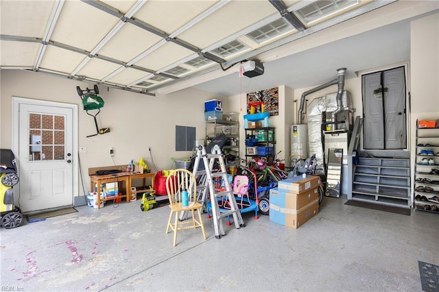 2224 Cabot Ct, Virginia Beach, VA 23456 - garage featuring water heater, a garage door opener, and electric panel