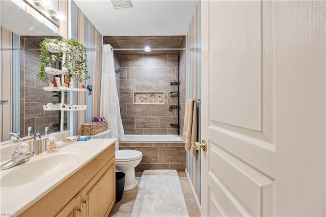 2060 Queens Point Dr, Suffolk, VA 23434 - bathroom with tiled shower / bath combo, vanity, and tile patterned floors