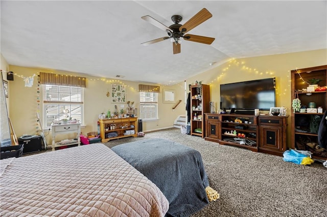 2060 Queens Point Dr, Suffolk, VA 23434 - bedroom with carpet flooring, lofted ceiling, and ceiling fan