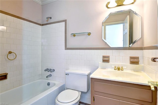 5 Yulee Ct, Hampton, VA 23669 - bathroom with tile walls, vanity, tub / shower combination, and ornamental molding