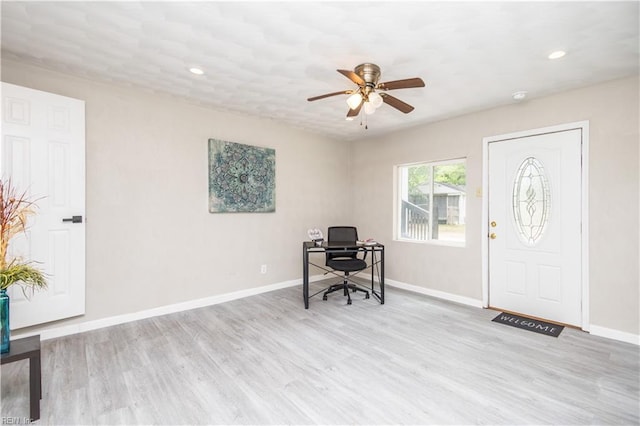 3760 Nansemond Pkwy, Suffolk, VA 23435 - office featuring a ceiling fan, wood finished floors, and recessed lighting