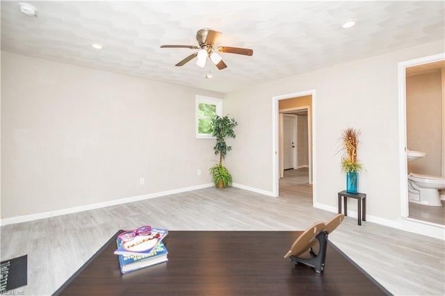 3760 Nansemond Pkwy, Suffolk, VA 23435 - exercise area featuring ceiling fan, wood finished floors, and recessed lighting