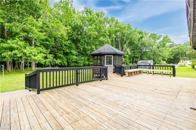 3760 Nansemond Pkwy, Suffolk, VA 23435 - deck featuring a gazebo, view of scattered trees, and a yard