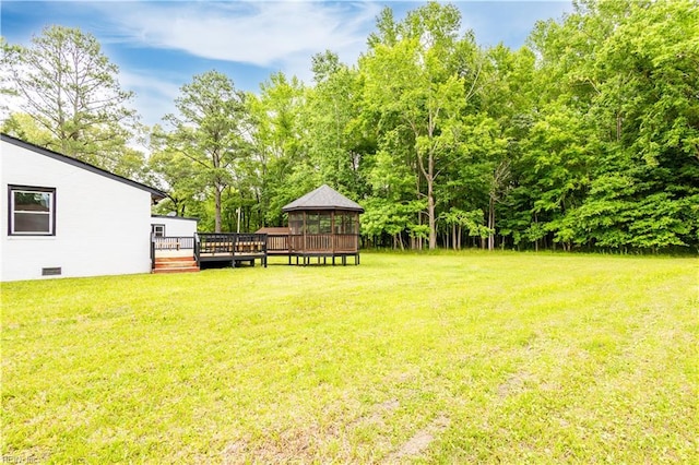 3760 Nansemond Pkwy, Suffolk, VA 23435 - view of green lawn featuring a gazebo and a wooden deck