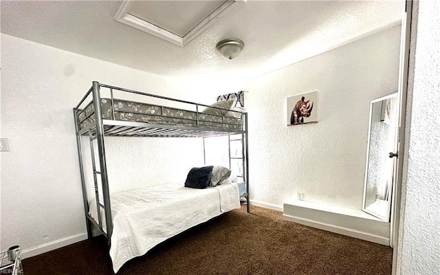 154 Tynes St, Suffolk, VA 23434 - bedroom featuring a textured wall, a textured ceiling, carpet, and attic access