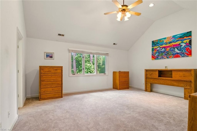 1904 Sandee Cres, Virginia Beach, VA 23454 - unfurnished bedroom with vaulted ceiling, carpet flooring, a ceiling fan, and recessed lighting
