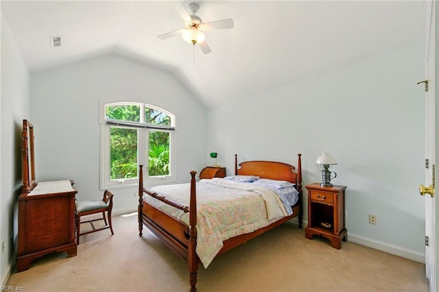 1904 Sandee Cres, Virginia Beach, VA 23454 - bedroom featuring light carpet, vaulted ceiling, and ceiling fan