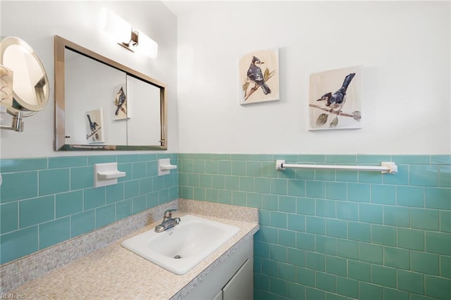 701 Milton Dr, Hampton, VA 23666 - bathroom with vanity, tile walls, and wainscoting