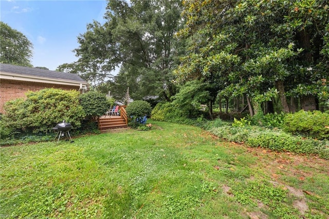 701 Milton Dr, Hampton, VA 23666 - view of grassy yard with a wooden deck