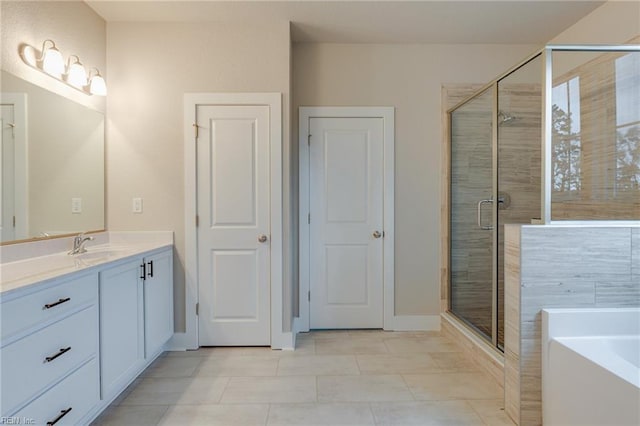 1501 Cedarville Ct, Chesapeake, VA 23322 - bathroom with vanity, a garden tub, and a shower stall