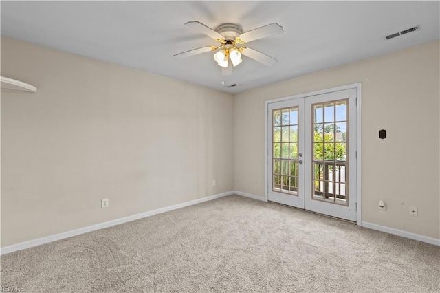 128 Glen Echo Dr, Norfolk, VA 23505 - carpeted empty room featuring french doors and ceiling fan