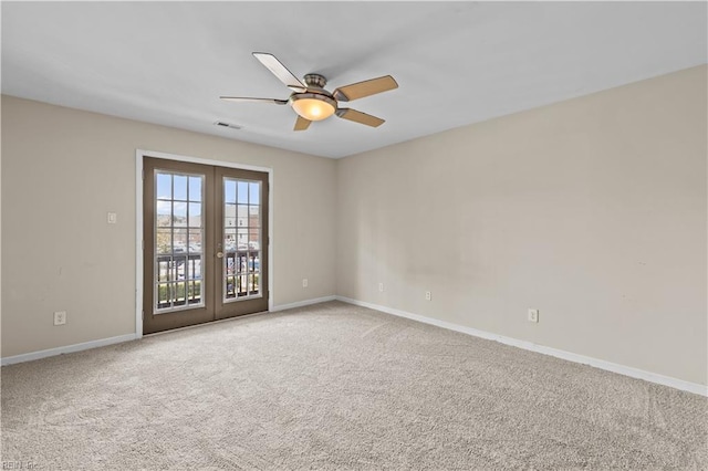 128 Glen Echo Dr, Norfolk, VA 23505 - carpeted spare room featuring ceiling fan and french doors