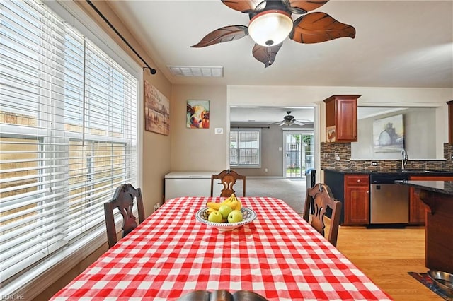 742 Milby Dr, Chesapeake, VA 23325 - dining room featuring ceiling fan and light wood finished floors