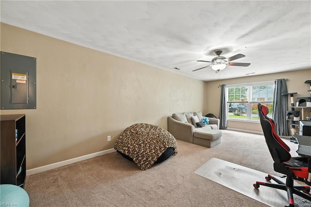 742 Milby Dr, Chesapeake, VA 23325 - carpeted office featuring electric panel and a ceiling fan