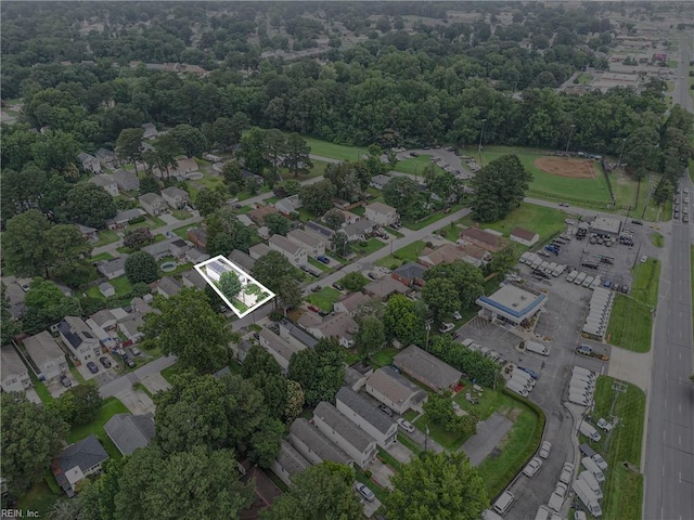 742 Milby Dr, Chesapeake, VA 23325 - aerial view of property and surrounding area with property parcel outlined and nearby suburban area