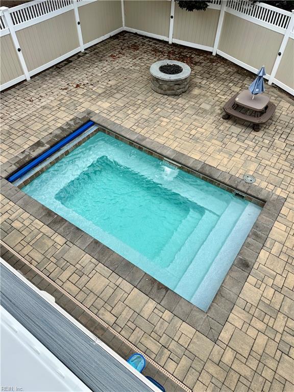508 Virginia Dare Dr, Virginia Beach, VA 23451 - view of pool with a fenced backyard, a swimming pool, a patio area, and an outdoor fire pit