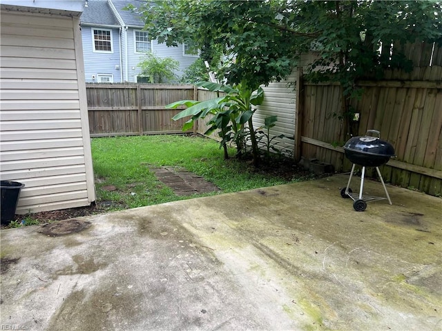 2102 King James Ct, Carrollton, VA 23314 - fenced backyard featuring a patio area