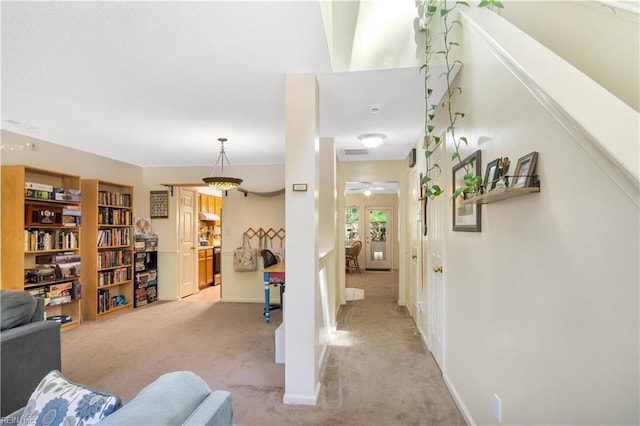 164 Corwin Cir, Hampton, VA 23666 - living area with light carpet and a ceiling fan