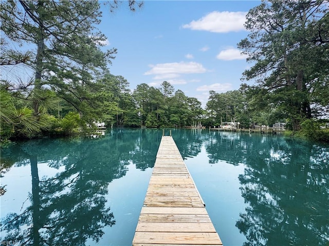 229 Skipjack Ln, Hallieford, VA 23068 - dock area with a water view and a forest view