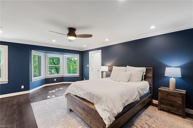 1845 N Alanton Dr, Virginia Beach, VA 23454 - bedroom with recessed lighting, wood finished floors, crown molding, and ceiling fan