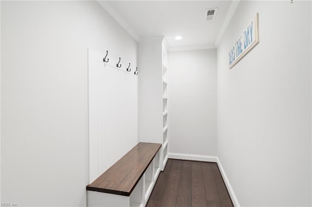 1845 N Alanton Dr, Virginia Beach, VA 23454 - mudroom featuring ornamental molding, dark wood-style flooring, and recessed lighting