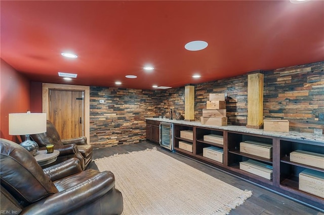 1845 N Alanton Dr, Virginia Beach, VA 23454 - bar with beverage cooler, wood finished floors, and recessed lighting
