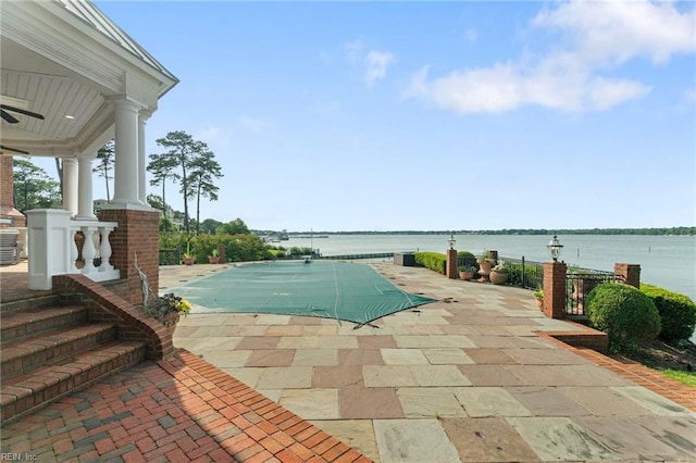 1845 N Alanton Dr, Virginia Beach, VA 23454 - view of swimming pool with a water view and a patio