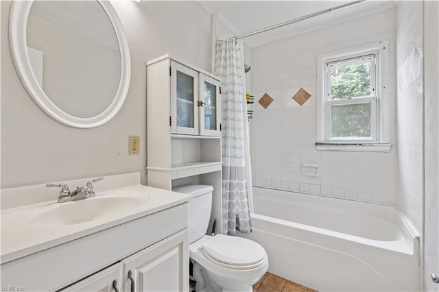 3917 Krick St, Norfolk, VA 23513 - bathroom with vanity, crown molding, shower / bath combo with shower curtain, and tile patterned flooring