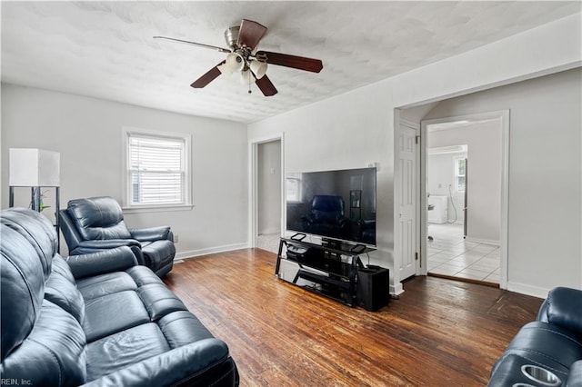 3917 Krick St, Norfolk, VA 23513 - living room featuring ceiling fan and wood finished floors