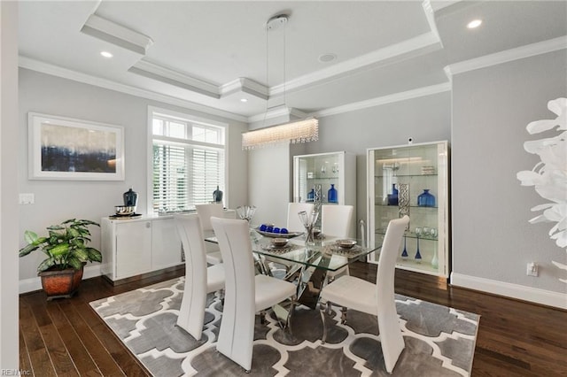 2716 Nestlebrook Trl, Virginia Beach, VA 23456 - dining space featuring crown molding, hardwood / wood-style flooring, and a tray ceiling