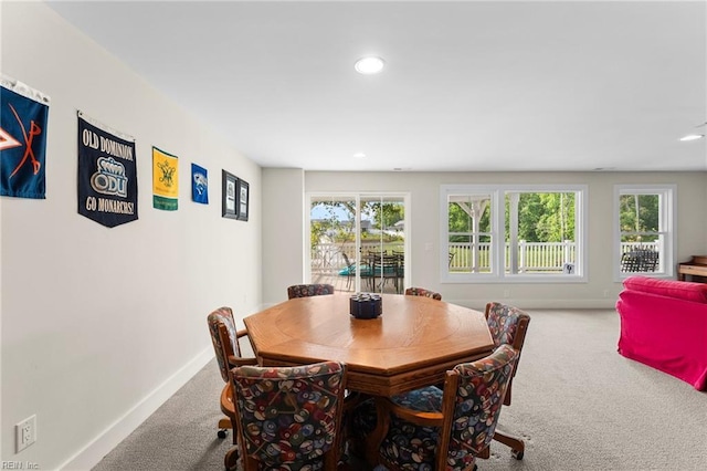 6957 Healy Ave, Gloucester, VA 23061 - dining room featuring carpet flooring, plenty of natural light, and recessed lighting