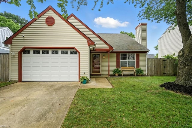 2116 Bloomsbury Ln, Virginia Beach, VA 23454 - view of front of property with driveway, a chimney, a garage, and a shingled roof
