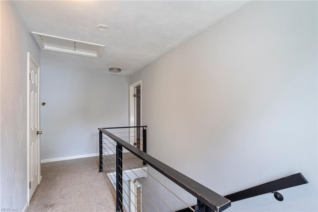 7600 Bridgette Ln, Norfolk, VA 23518 - corridor with an upstairs landing, carpet floors, and attic access