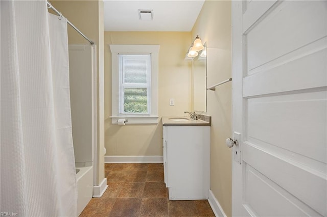 5004 Powhatan Ave, Norfolk, VA 23508 - bathroom featuring vanity and shower / bath combo with shower curtain
