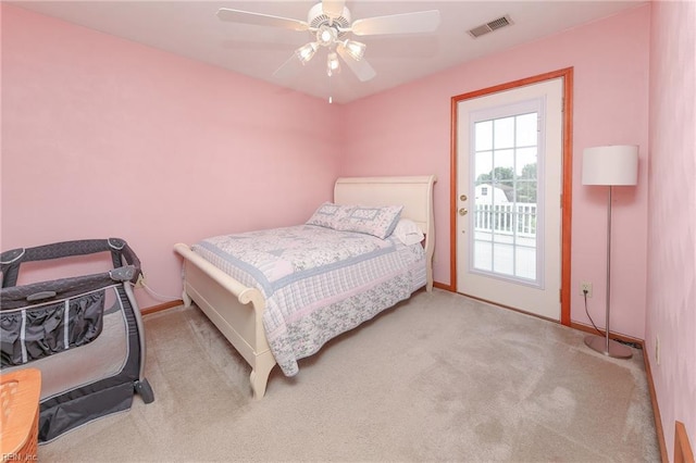 1757 Mill Landing Rd, Virginia Beach, VA 23457 - carpeted bedroom featuring ceiling fan and access to outside