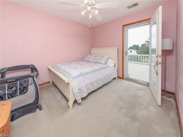 1757 Mill Landing Rd, Virginia Beach, VA 23457 - carpeted bedroom featuring access to exterior and ceiling fan