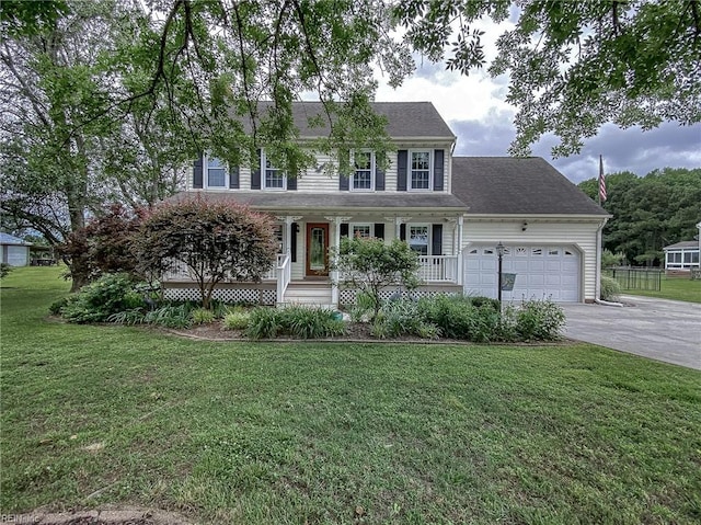 1757 Mill Landing Rd, Virginia Beach, VA 23457 - colonial house featuring driveway, a porch, and a garage