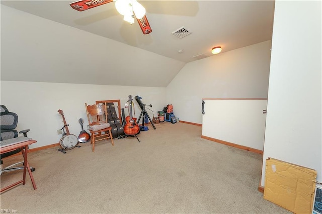 1757 Mill Landing Rd, Virginia Beach, VA 23457 - game room with carpet, vaulted ceiling, and ceiling fan